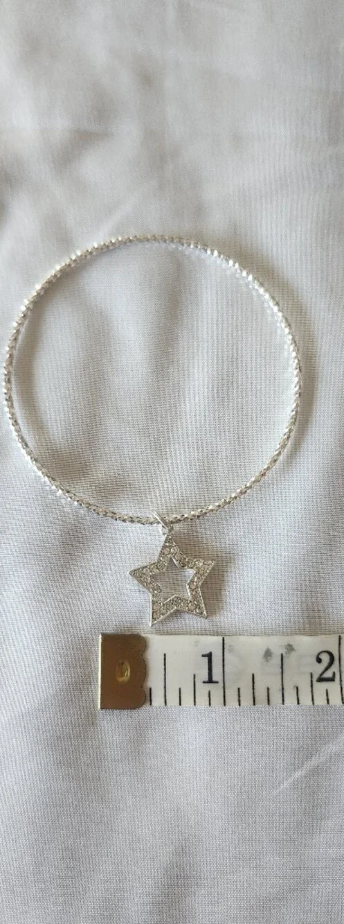 Silver Charm Bangle Set with Star, Initial J and Heart Charms